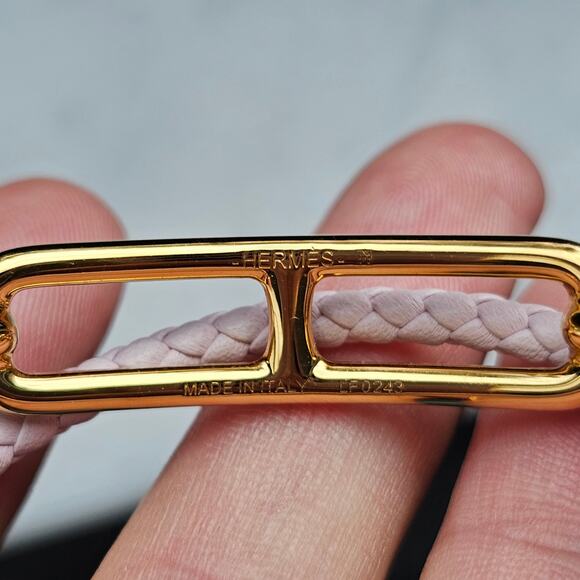 Hermes Braided Leather Bracelet T1 Ruri Double Tour Swift calfskin Mauve Pale - Picture 3 of 6